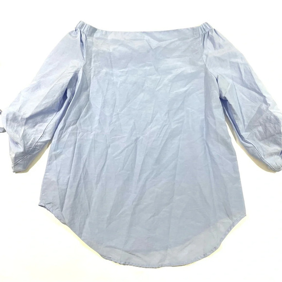 J McLaughlin Silk Blend Natasha Blouse Off Shoulder Blue - Picture 3 of 7